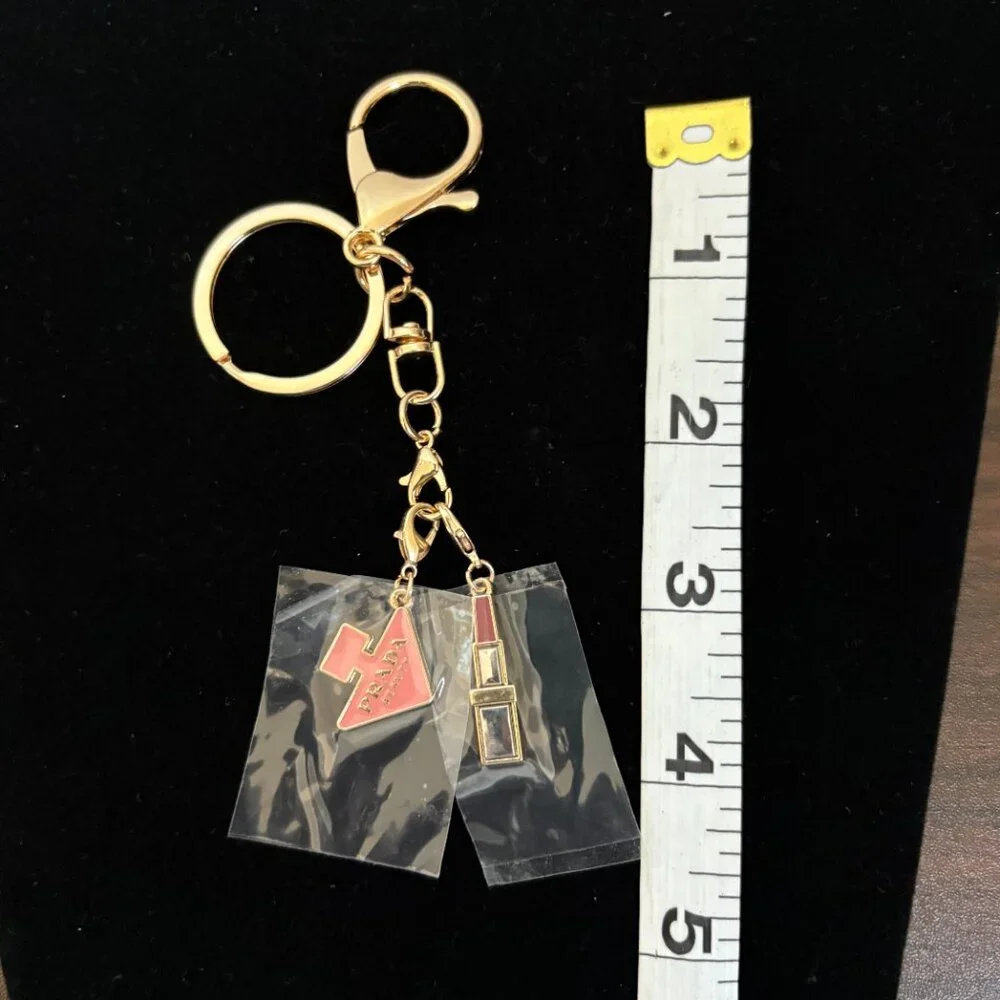 Novelty Beauty Charms Lipstick Bag Charm Keychain Ring New